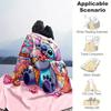 1ks deka s potiskem Stitch - Měkká, celoroční přehoz do obývacího pokoje, ložnice, personalizovaný dárek s roztomilým kresleným designem