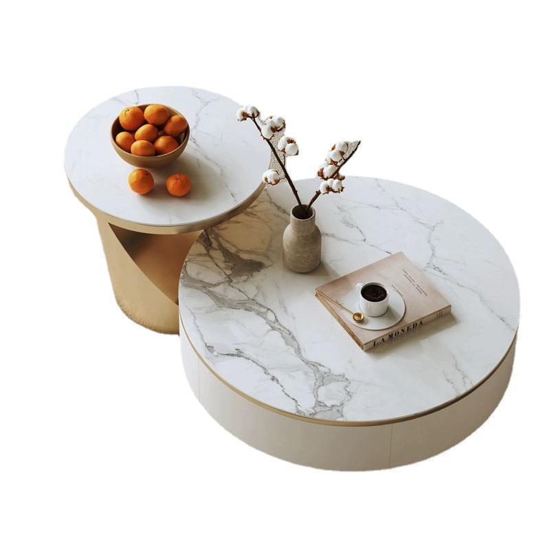 Modern Minimalist Round Coffee Table with TV Cabinet for Small Living Rooms