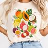 Tropical Fruit Shirt, Exotic Fruits Comfort Colors T-Shirt, Mango Papaya Dragon Fruit Shirt, Trendy Summer Vacation T-Shirt
