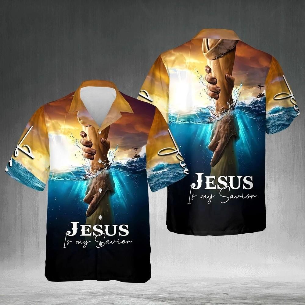 Jesus Is My Savior Take My Hand God Christian Hawaiian Shirt Size S-5XL Unisex T-Shirt XXXXL