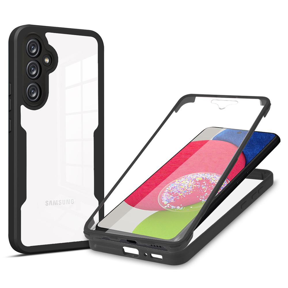 

For Samsung Galaxy A54 5G Clear Acrylic+TPU Phone Case Camera Lens Protection Phone Cover with PET Screen Film Black