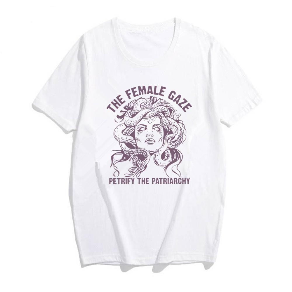 ZX TEE The Female Gaze Shirt Feminist Tshirt Pro Roe Crewneck Activist T-Shirt Womens Rights TShirt Human Rights Tee Petrify Patriarchy