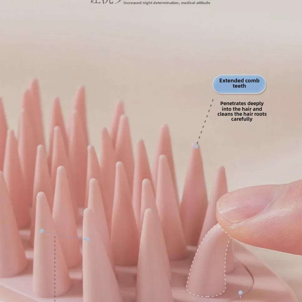 Long-Handled Silicone Shampoo Comb with Large Teeth for Scalp Massage and Hair Loss Reduction.