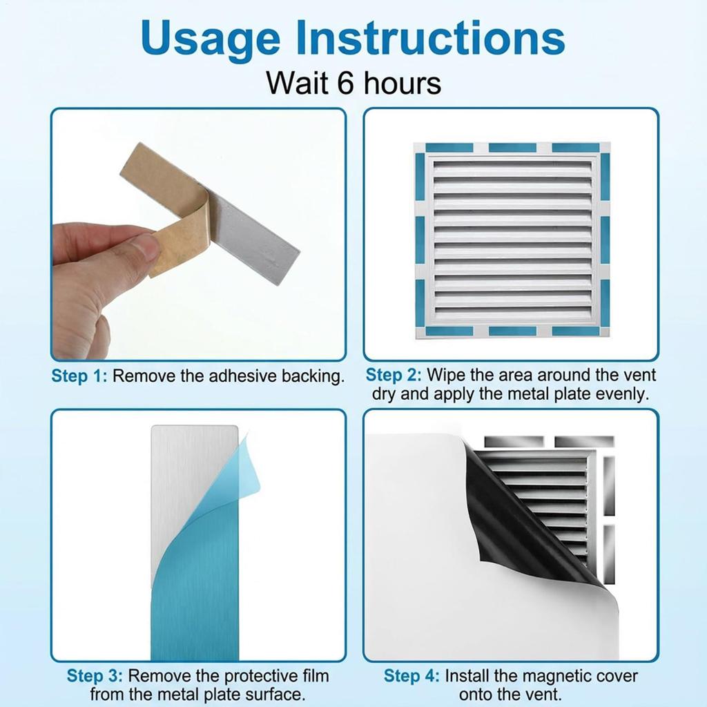 Adhesive Metal Plates 20PCS Self-Adhesive Steel Strips Magnetic Mounting Plates For Magnet Hold, Cabinet Kitchen Door Vent