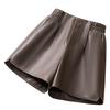 Women's High Waist PU Leather A-Line Shorts - Autumn/Winter Slimming Plus Size, Loose Fit Boot Pants