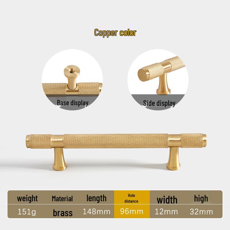 American Style Brass Wardrobe & Cabinet Door Handle - Retro French Copper Design