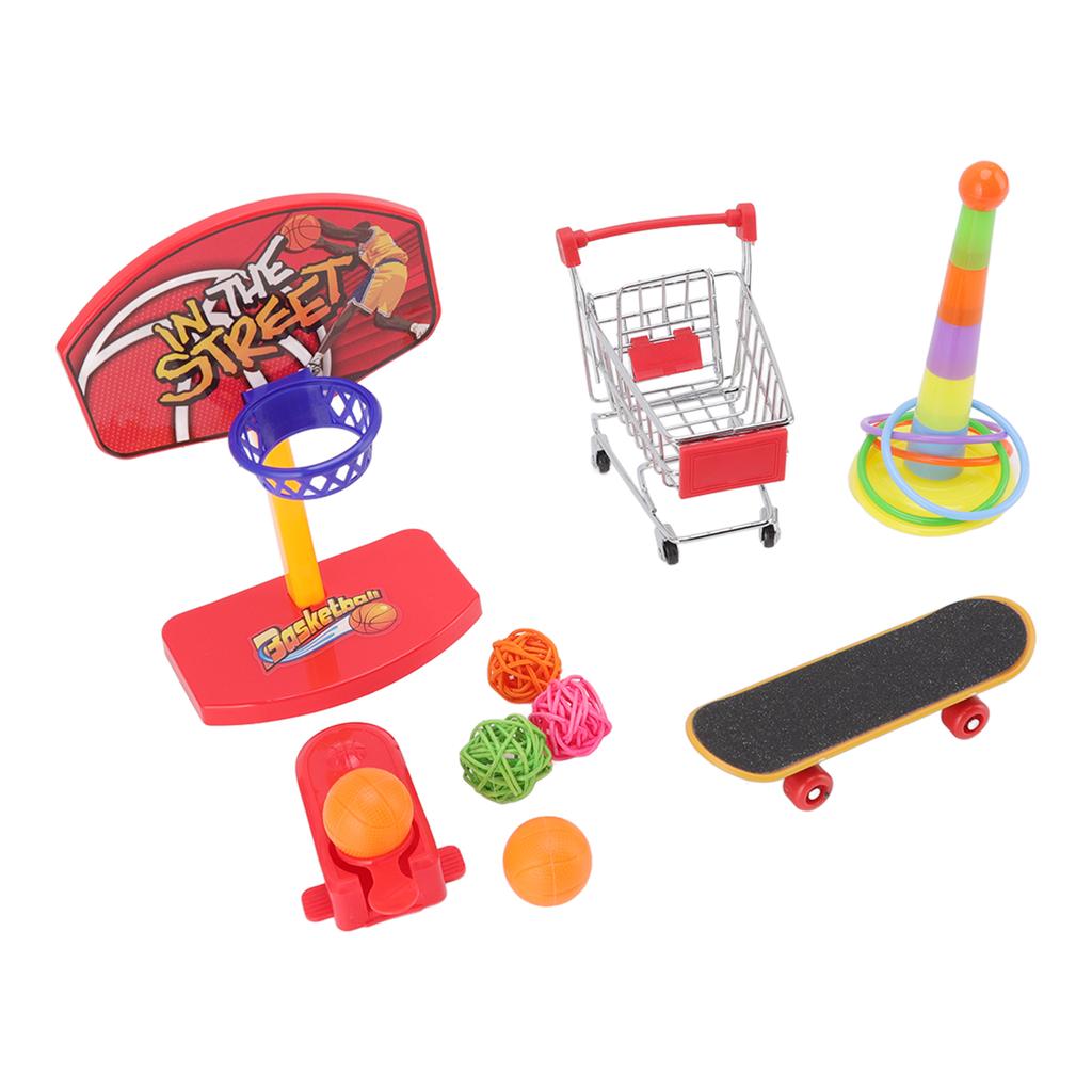 4pcs Bird Training Toys Interactive Fun Basketball Skateboard Trolley Parrot Toys for Budgie Parakeet Cockatiel