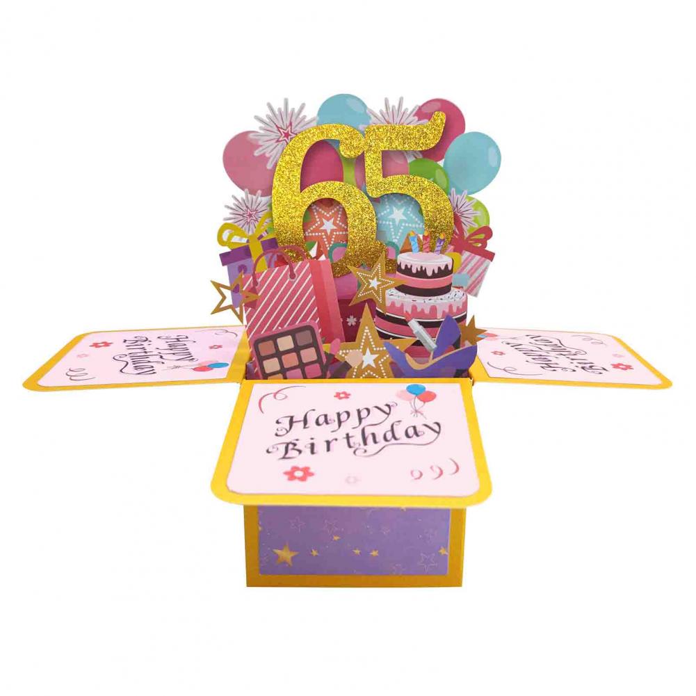 Alles Gute zum Geburtstag Grußkarte mit Umschlag 3D Geschenkbox 65./55. 12/15 Jahre alt Geburtstagswünsche Nachricht Karte Partygeschenk