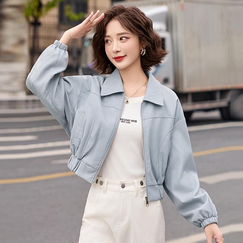 Women's Short Leather Jacket - 2024 Spring/Autumn Collection, Elegant Small Fragrance Style, Advanced Temperament, ZH1162.