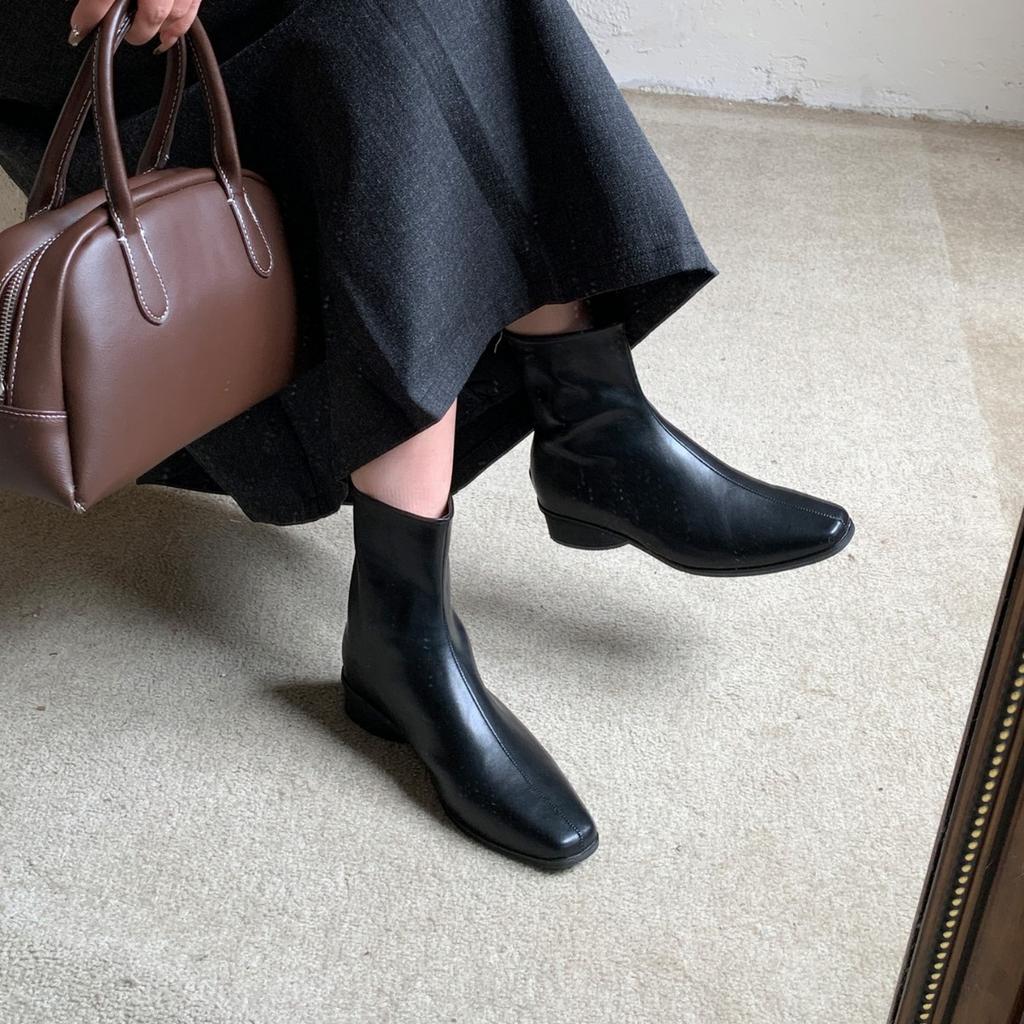 2025 Autumn New Round Head Low Tube Thin Chelsea Rear Zipper Martin Women's Short Boots