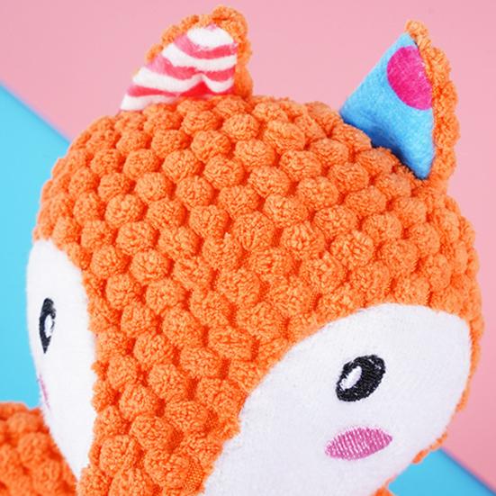 Plush Fox Dog Toy Squeaky Interactive Dog Chew Toy Puppy Teething Toy Stuffed Animal for Dogs Teeth Cleaning Boredom Relief