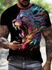 Sommer Tägliches Lässiges Herren Kurzarm Oberteil Neues Outdoor Sport Herren Locker T-Shirt Urban Street 3D Löwen Druck Herren T-Shirt