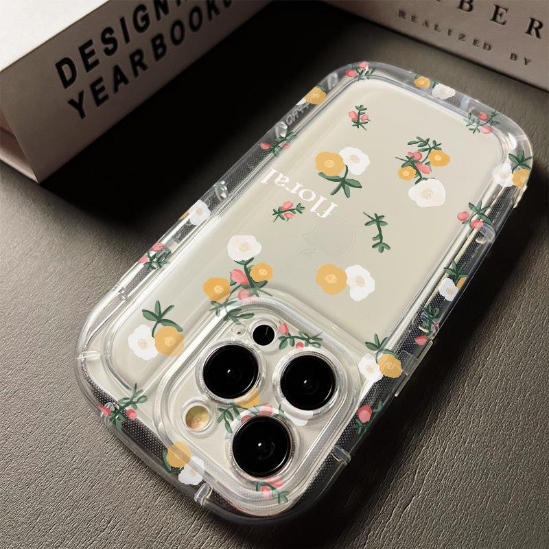 Small fresh yellow flower is suitable for iPhone12promax mobile phone case, Apple 12pro all-inclusive transparent 13 soft case.