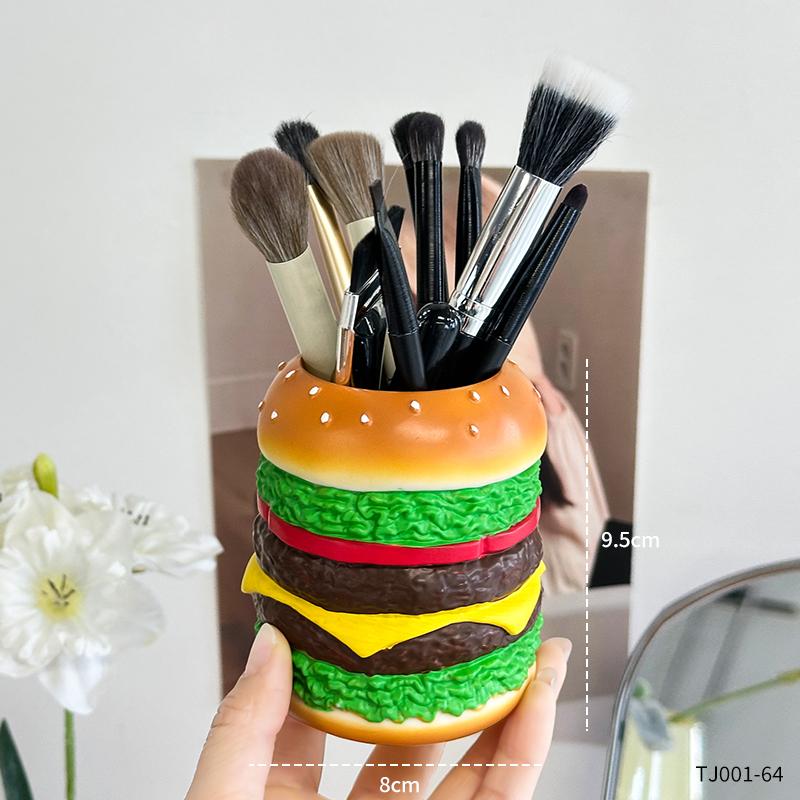 

Miniso Hamburg Makeup Brush Case Cute Hamburg Pen Container Bedroom Desk Storage Cartridge Makeup Desk Accessories Decoration