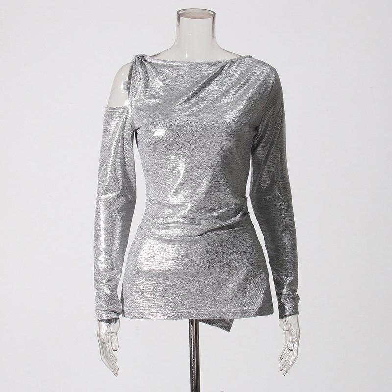 Sassy & Spicy 2025 Summer Shiny Off-Shoulder Slimming Top for Women