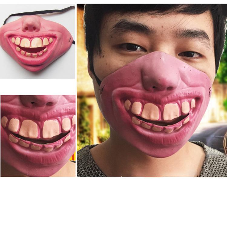 Funny buck-toothed half-face latex mask One size fits all adults бежевый