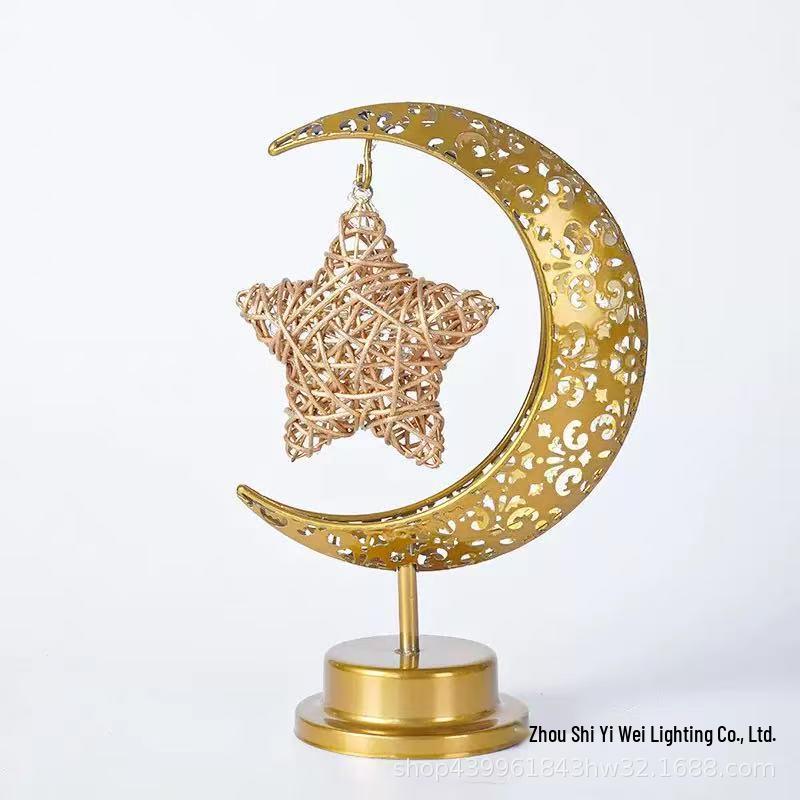 LED Star Ball Table Lamp with Hemp Rope - Decorative Festival Light Warm Light Battery Box