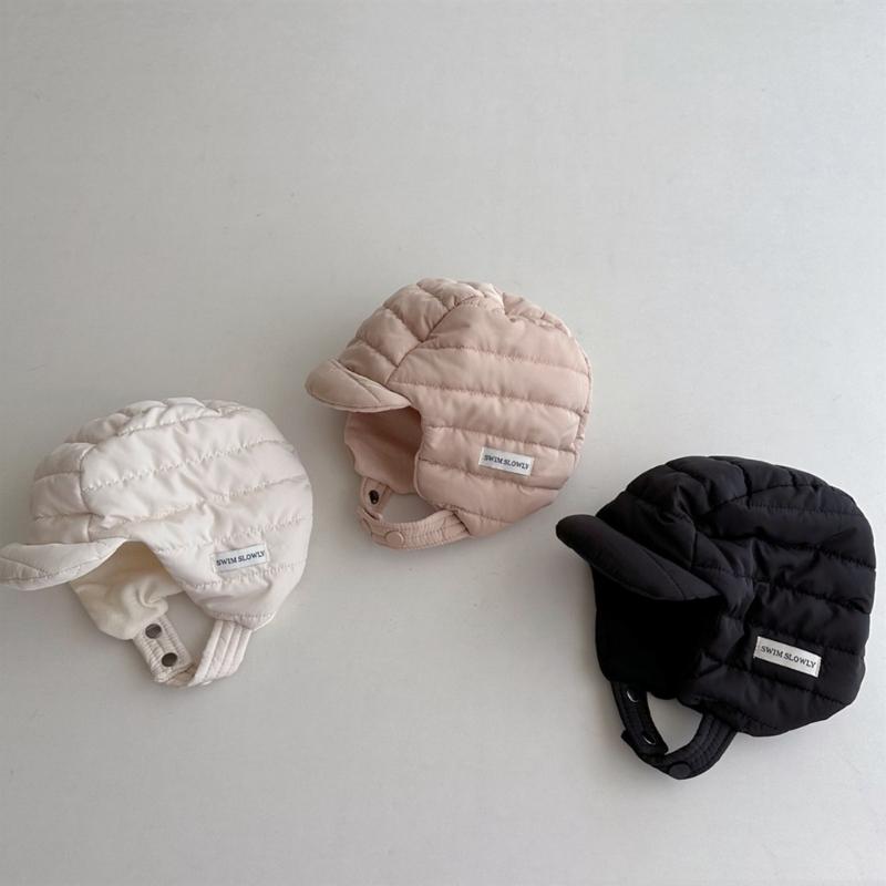 Stylish Baby Hat Autumn Winter Warm Pilot Beanie Cap Cotton Earflap Bonnet Hat Solid Windproof Headwear for 1-4 Years
