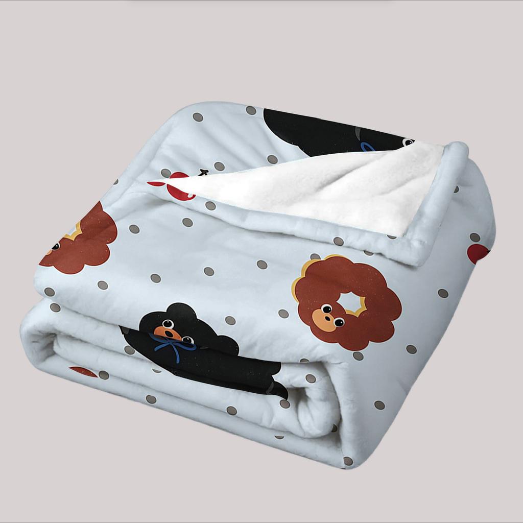 Black Bear Donuts Ultra Soft Sherpa Fleece Blanket Fluffy Warm Halloween Cozy Throw For Sofa Couch Bedroom Gift All Season