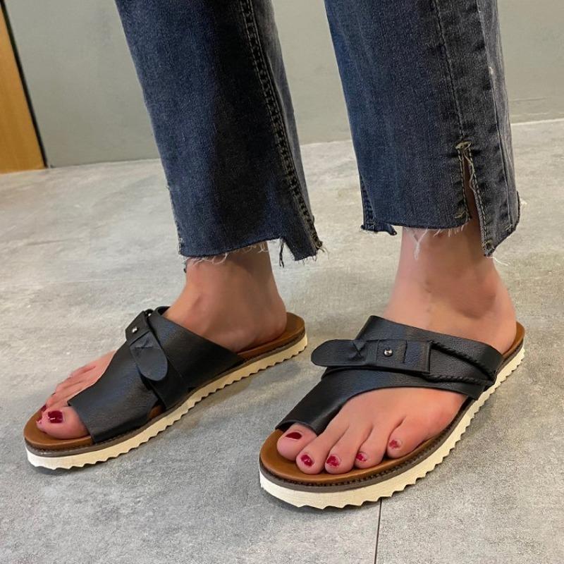 35-42 Large Size Slippers New Women's Shoes Summer Sandals Women's Casual Women's Drag Breathable Sandals Leather Flat Heel