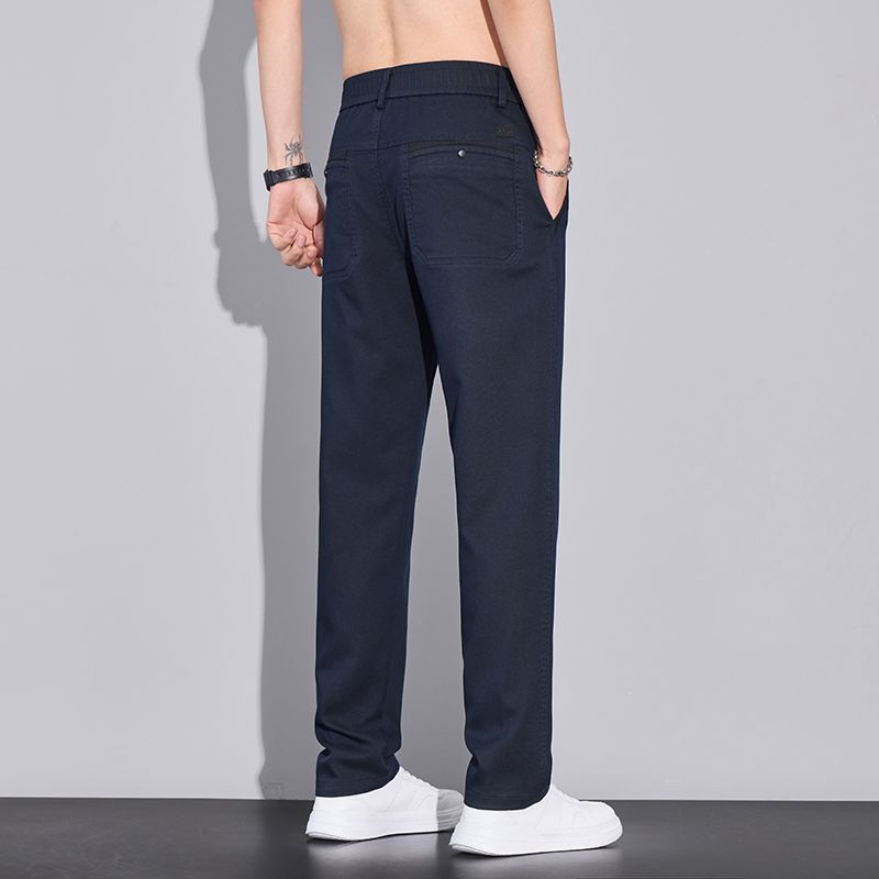 Spring and summer new four-sided elastic ice silk quick-drying large-size coffee-colored slim-fit straight casual sweatpants men's PANTS