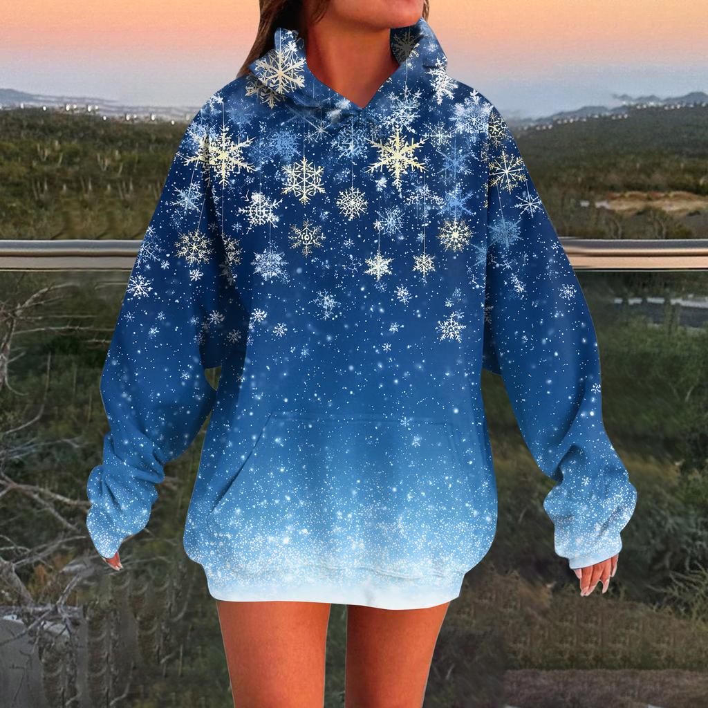 Γυναικεία Μόδα Καθημερινά Ευέλικτα Casual Μπλούζες Φούτερ με Στρογγυλή Λαιμόκοψη Μακρυμάνικα Τοπ Φούτερ με Εκτύπωση