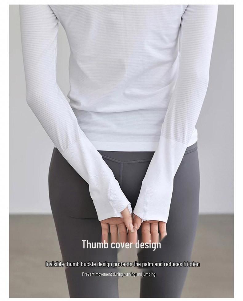Women's Quick-Dry Sports Yoga Long-Sleeve T-Shirt - Round Neck, Versatile for Autumn/Winter Training