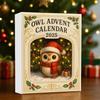 Owl 24 Days Christmas Countdown Calendar with Mini Owl Figurines Christmas Advent Calendar for Home Decor & Festive Display