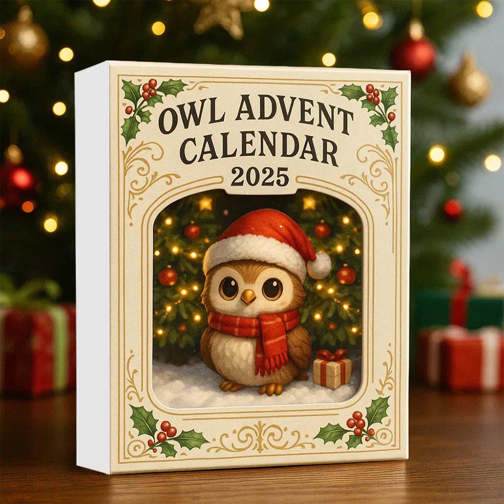 Owl 24 Days Christmas Countdown Calendar with Mini Owl Figurines Christmas Advent Calendar for Home Decor & Festive Display