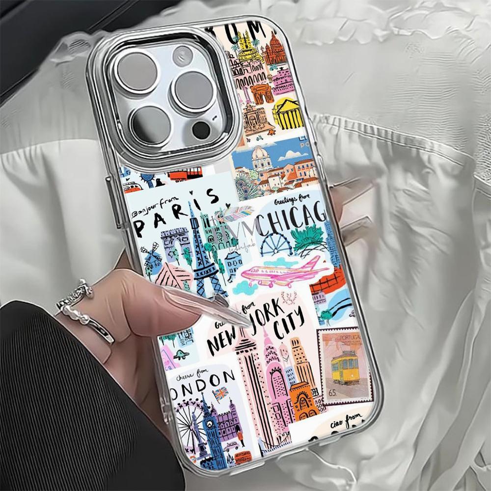 Travel City Phone Case For Iphone 17 15 16 14 Plus 13 Pro Max 12 11 17E 16E 17Air Funda Coque Anti-Slip Phone Cover