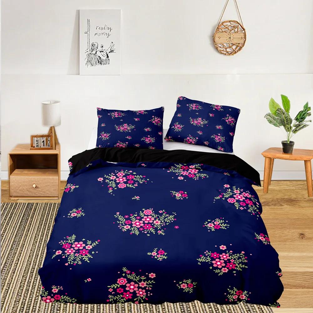 

Floral Duvet Cover King/Queen Size Orange-red Flowers Bloom Quilt Cover on The Branches Polyester Bedding Set for Women,White 70x133cm 2pcs