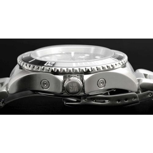 Salvatore Marra Men's Watch, Radio-Controlled Solar Watch, Unidirectional Rotating Bezel, 10 ATM Water Resistance, Italian Brand, Silver and Black, SM