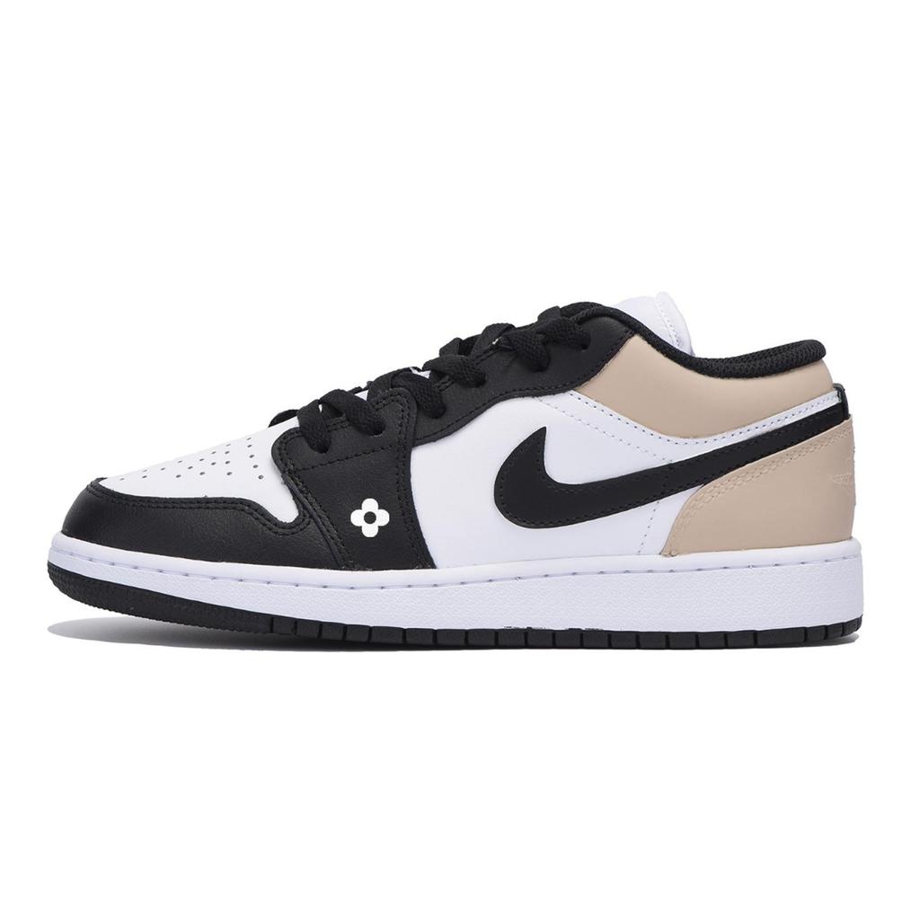 Jordan Air Jordan 1 Urban Chic Style Slip Resistant Low Top Vintage Basketball Shoes Men's White 553558-131(Team85-)