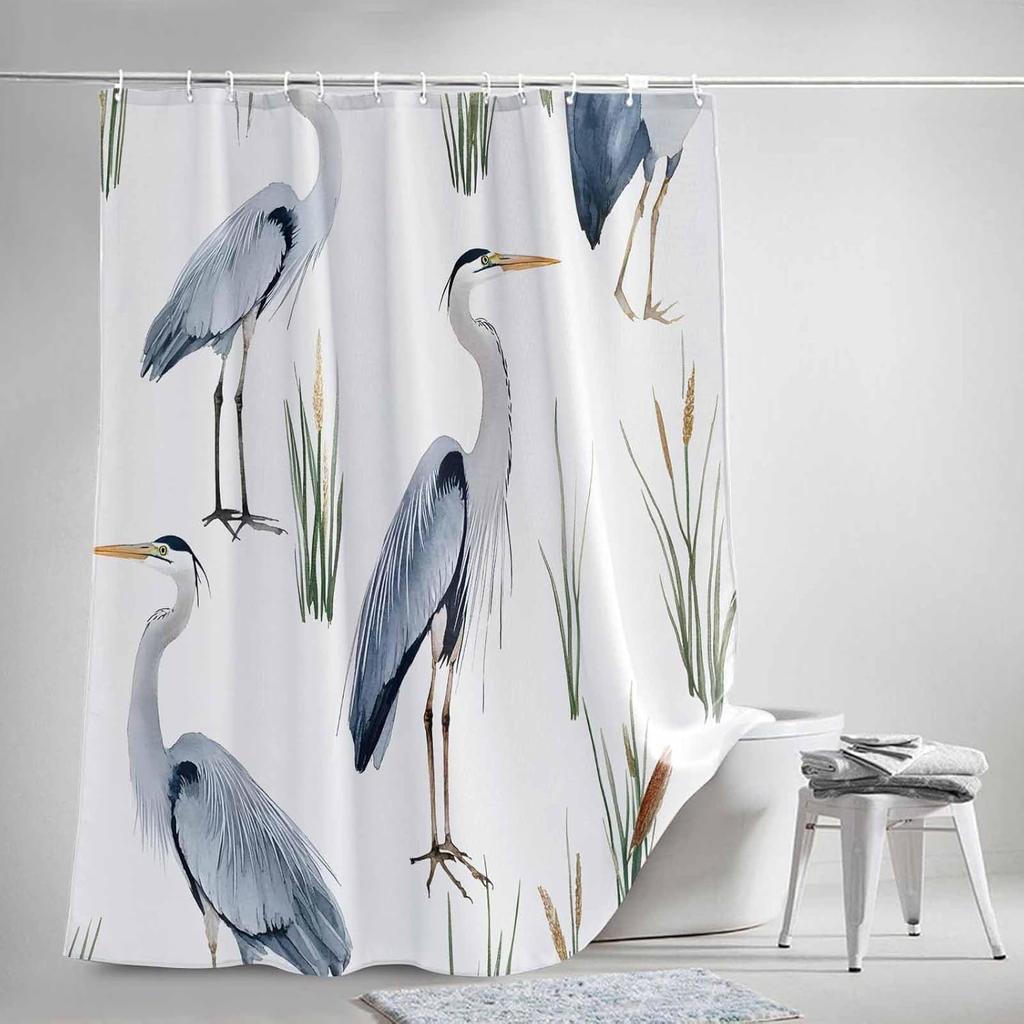 Shower Curtain, 72 x 72 Inches Shower Curtain Liner, Birds Heron in The Water Shower Curtains for Bathroom, Shower Stall & Bathtubs, Waterproof