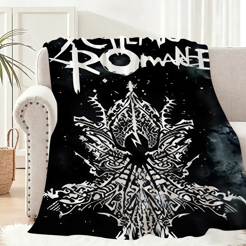 My Chemical Romance Band Throw Lightweight 240g Flannel Blanket Soft Skin-friendly for Summer Cooling 75x90cm