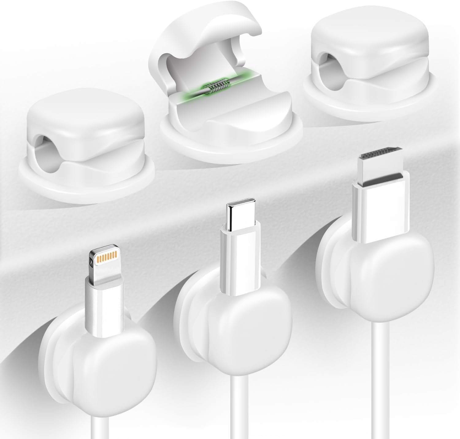 

Cable Clips Adhesive Spring Cable Holder Clips Cord Organizer Phone Charger Cord Holder for Home and Office 3-pack