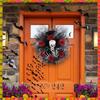 Promotion! Halloween Rose And Skull Tulle Wreath Adjustable Headband Halloween Wreaths For Front Door For Party Costume