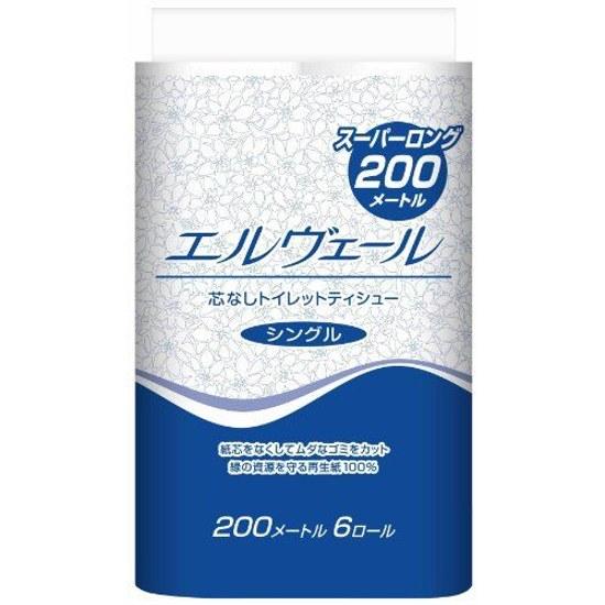Eliel Toilet Paper Elveil Coreless Tissue 200m6 Rolls Single