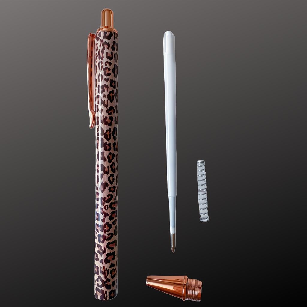 3pcs Trendy Leopard Pattern Pens - Press-on Mechanism with Vibrant Flower Film,Cute Pens Bulk, School Supplies, Creative Writing