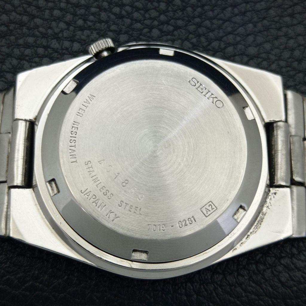 GENUINE VINTAGE SEIKO 5 AUTOMATIC JAPAN MENS 7019A BLACK DIAL WATCH a702396-5 R124-a702396