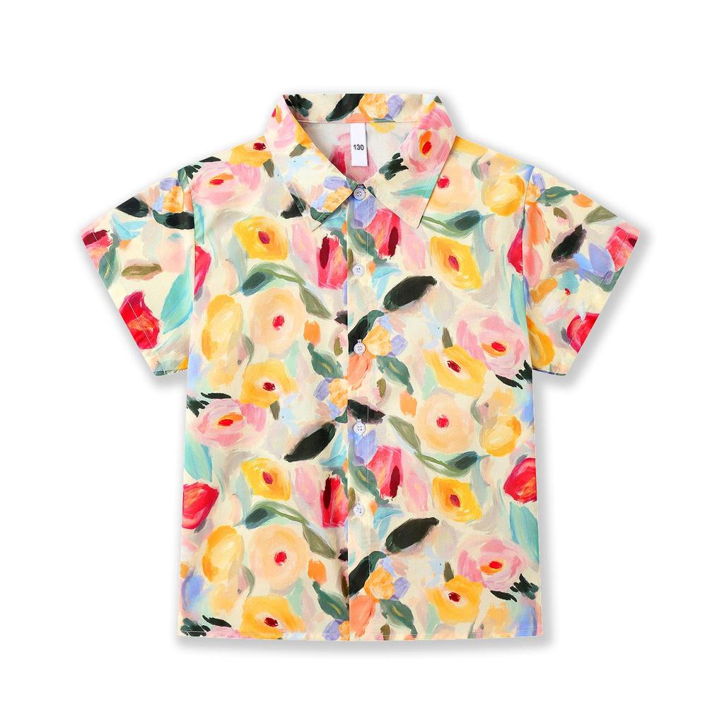 2026 Summer Beach-Style Family Two-Piece Shirt & Skirt Set