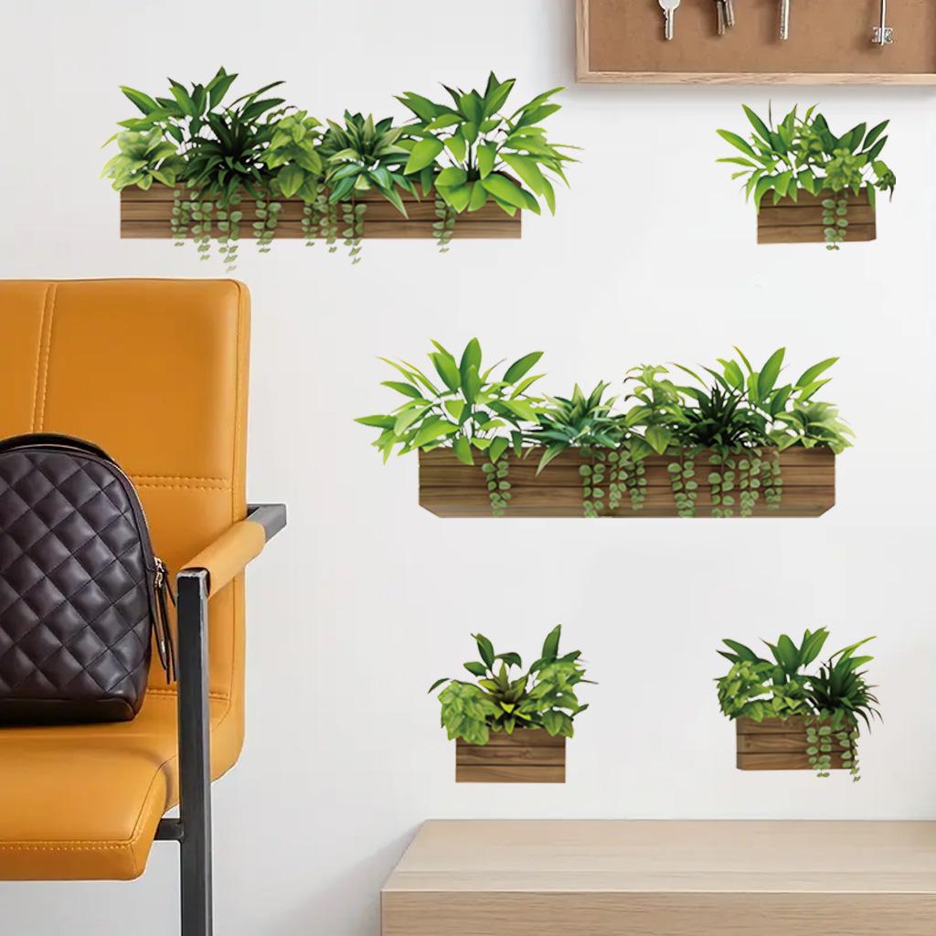 CH81995 Removable Potted Green Plant Wall Sticker