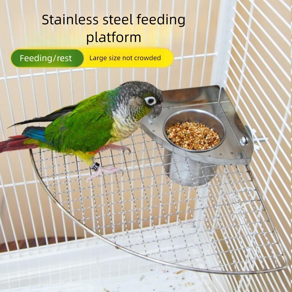 Anti-turnover Bird Food Feeder for Cage Stainless Steel Parrot Feeding Bowl Bird Supplies
