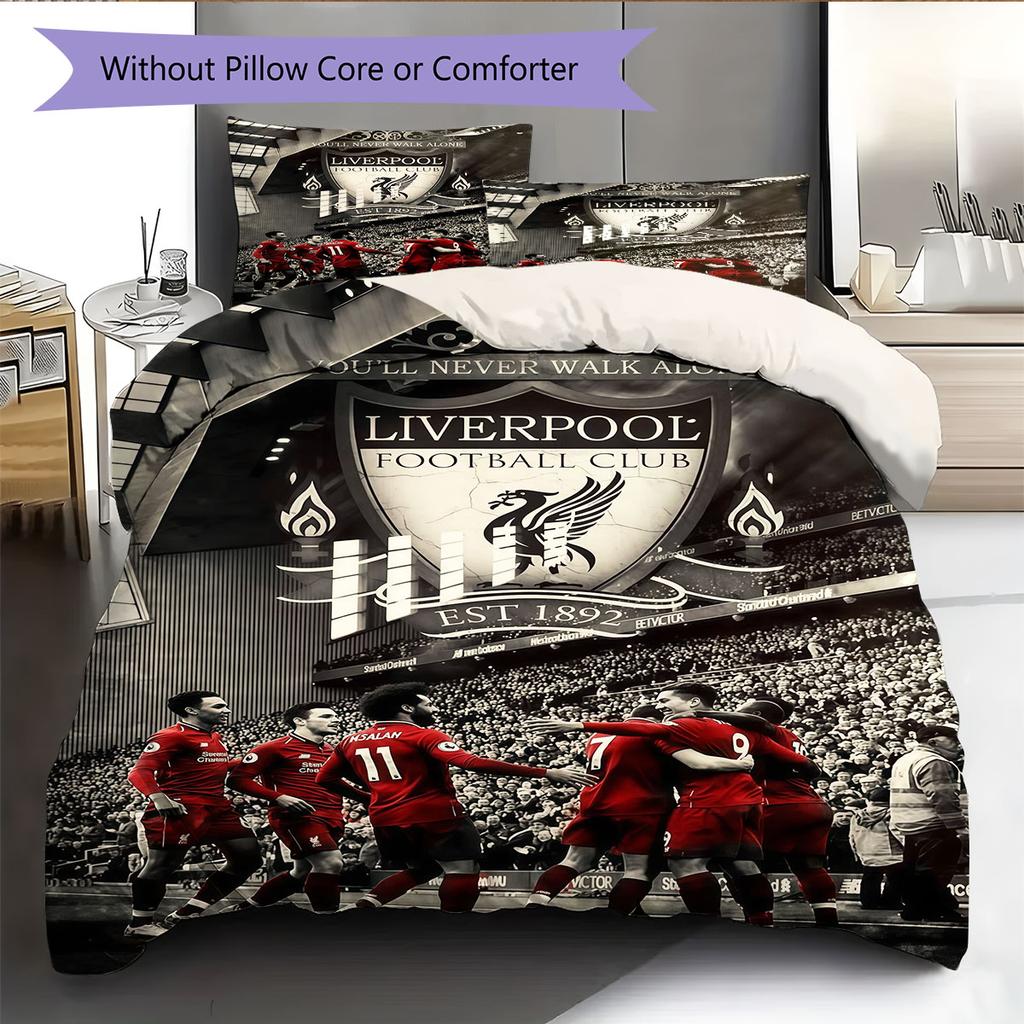 Liverpool Players Pattern Bedding Home Decoration Birthday Gift ( 1 Duvet Cover + 2 Pillowcase, Without Core),fan Merchandise.