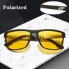 Men's Polarized Sunglasses Fashion Square Yellow Night Vision Glasses Outdoor Sport Male Sunglasses