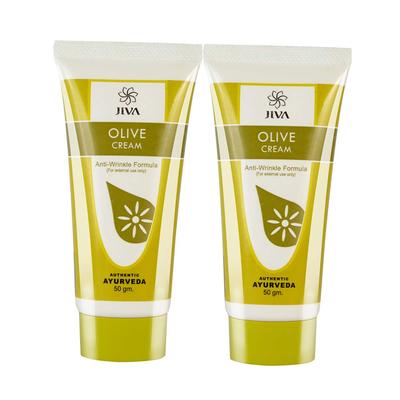 Jiva Olive Cream 50gm Pack of 2 | Ayurvedic Skincare for Anti-Aging, Pimples, Acne, Wrinkles, Dullness, Collagen Boost