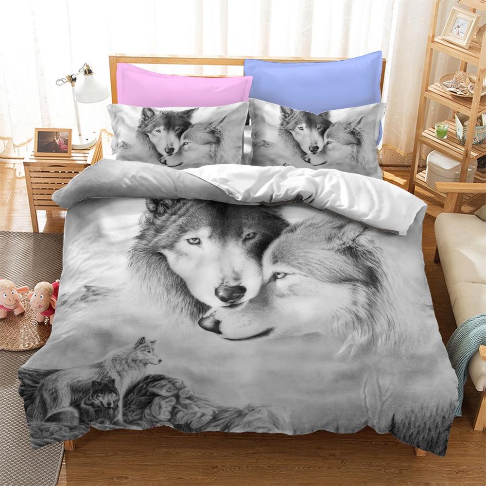 Luxuriöses Wolf Serie 3D Digitaldruck Bettwäsche-Set Enthält 3 Teile Für Tagesdecke 4 Teile Für Bettwäsche-Set