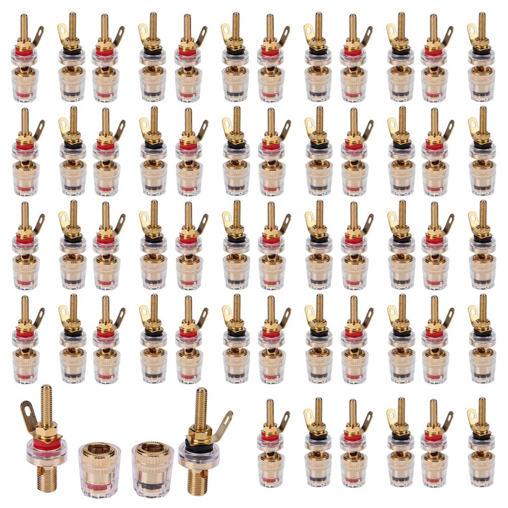 Музыкальный Звуковой Банановый Разъем Позолоченная Винтовая Клемма Банановый Штекер Разъем-Адаптер для Динамика Латунный Терминал 2 Pieces