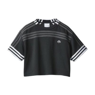 Camiseta de cuello redondo a rayas con logo invertido Originals x Alexander Wang Tops para mujer Negro BR9215