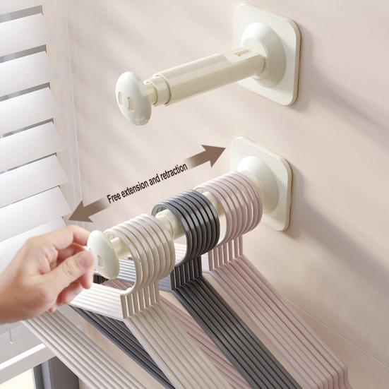 Yousheng Suction Cup Towel Storage Rod Retractable Wall Mounted Hanger Organizer Rack Strong Load-bearing Folding Drying Rack